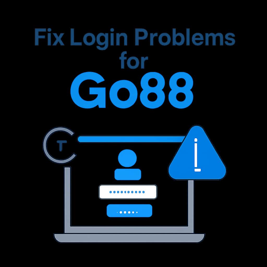 An illustration detailing troubleshooting steps for Go88 login.