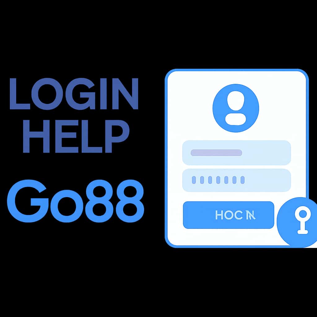 An educational illustration outlining steps for resolving login issues for Go88.