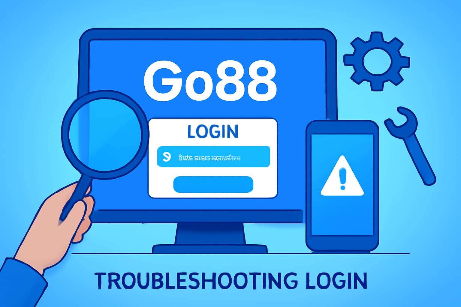 An informational visual on troubleshooting login issues for Go88.