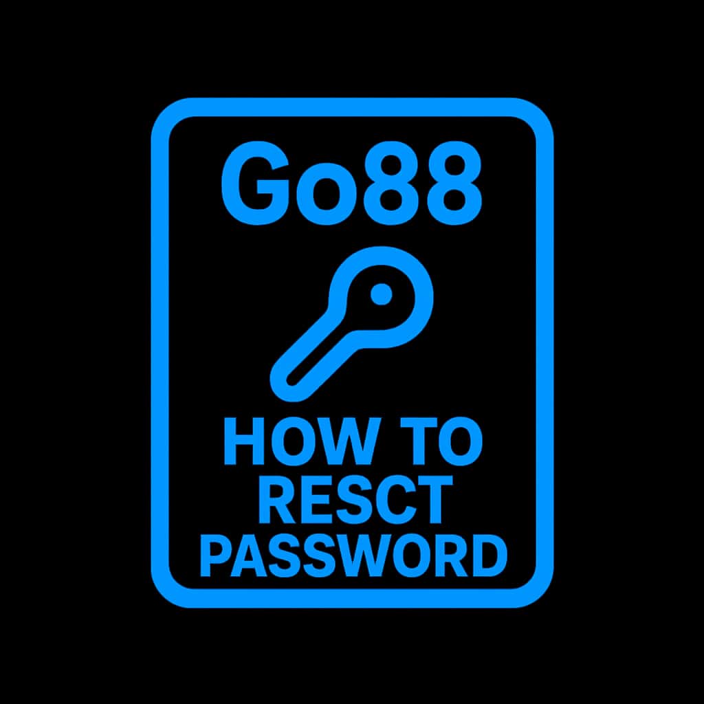 A professional badge design indicating password reset assistance for Go88.