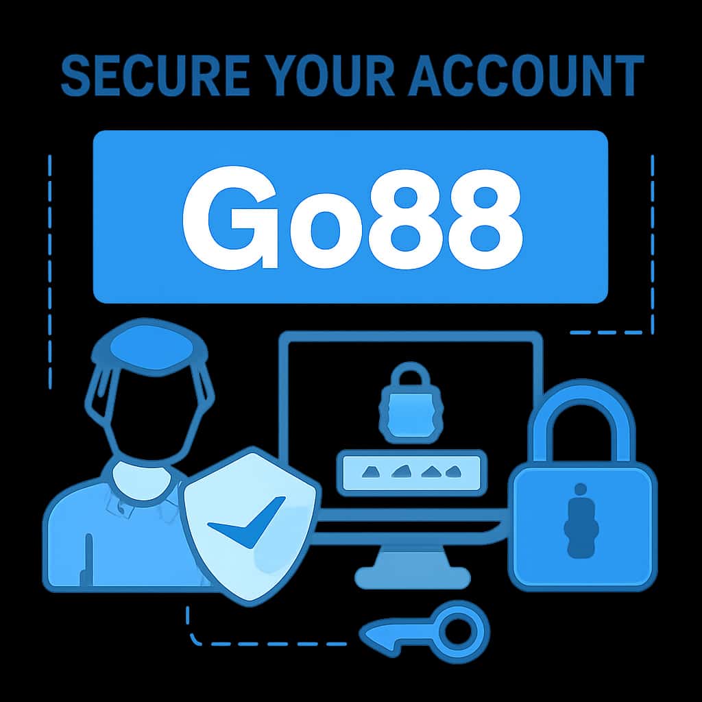 An illustration explaining steps to secure a Go88 account.